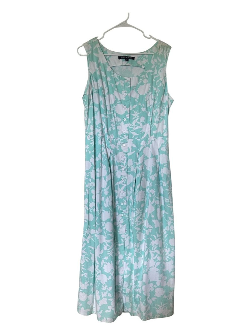 Vintage 90’s JG Hook floral full button front cotton maxi dress. Size 16